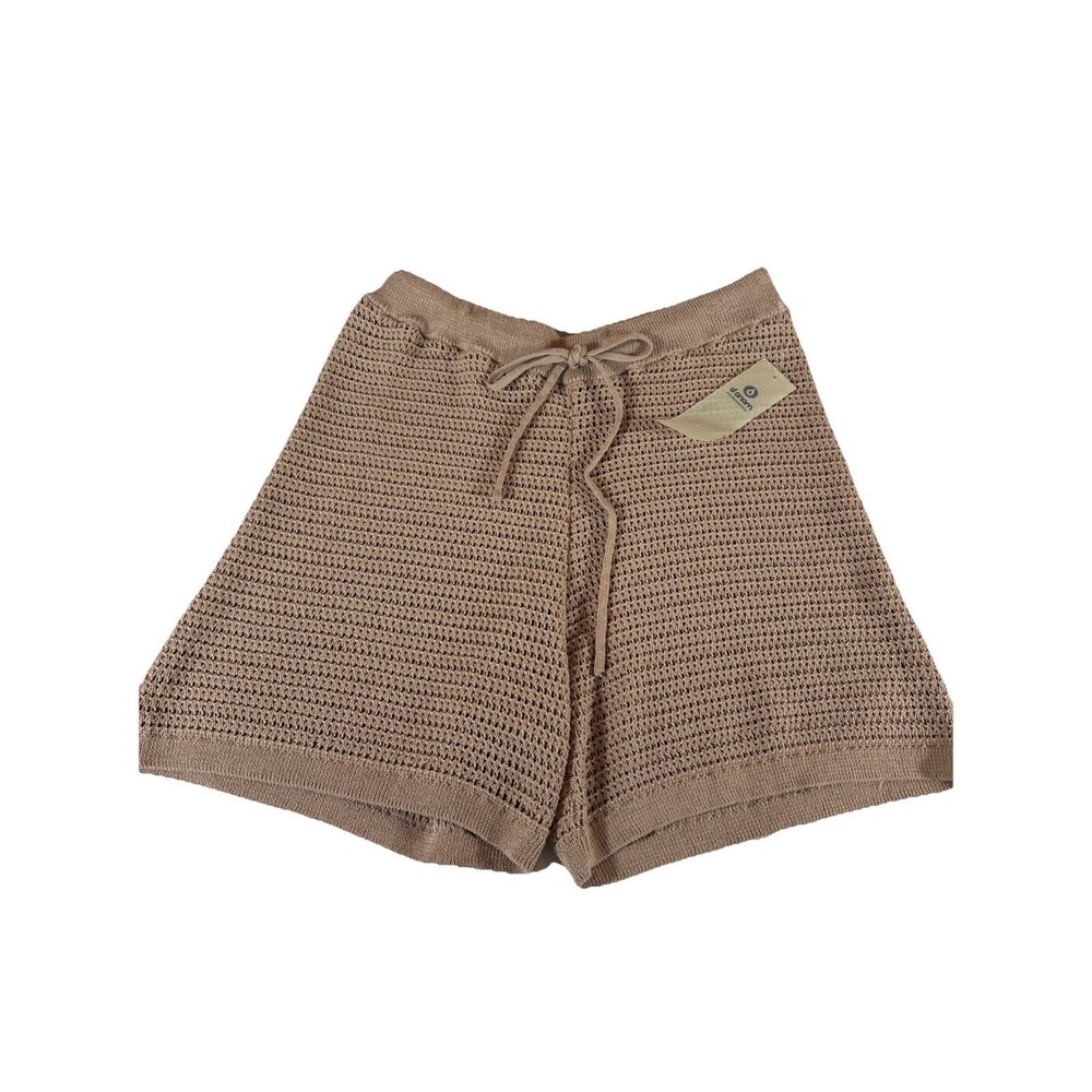 Mona B Tan Crochet Cover-Up Shorts Swimwear Boho Coastal Cowgirl Surfer Baddie